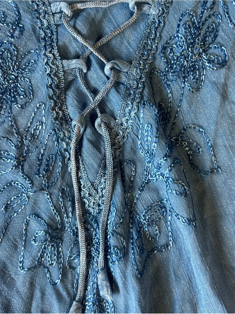 Jessica Taylor Blue Embroidered Lace-Up Women's‎ Dress
